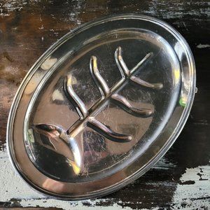 Small Antique E G Webster & Sons EPNS 898 Silverplate Tree Well Meat Platter